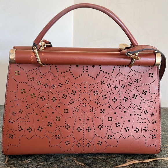 BCBG MaxAzaria  perforated cross body top handle leather bag - Picture 3 of 17